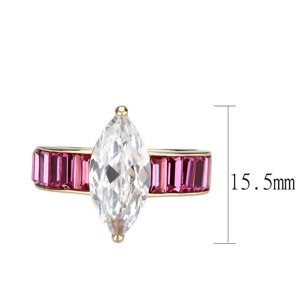 Alamode IP Rose Gold(Ion Plating) Stainless Steel Ring with AAA Grade CZ in Clear - Alamode - Flyclothing LLC
