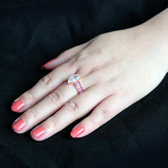 Alamode IP Rose Gold(Ion Plating) Stainless Steel Ring with AAA Grade CZ in Clear - Alamode