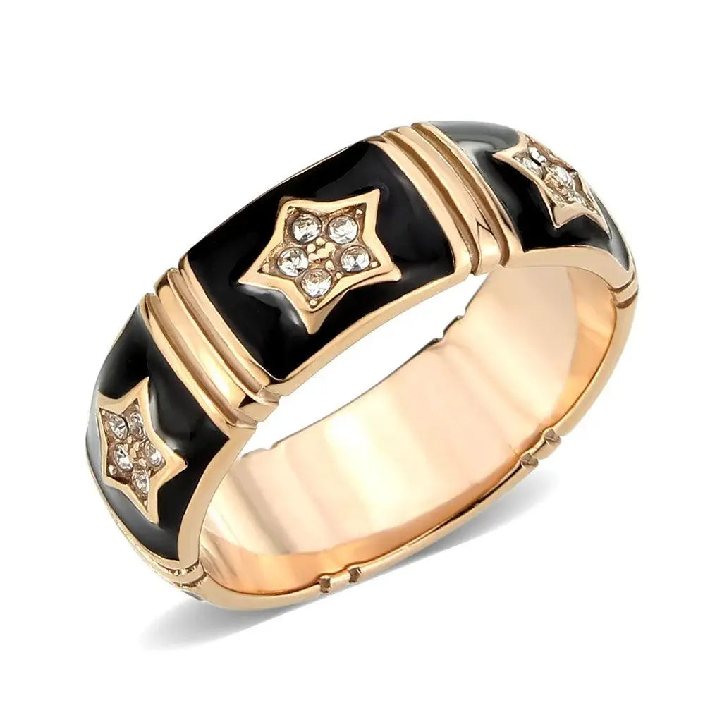 Alamode IP Rose Gold(Ion Plating) Stainless Steel Ring with Top Grade Crystal in Clear - Alamode - Flyclothing LLC