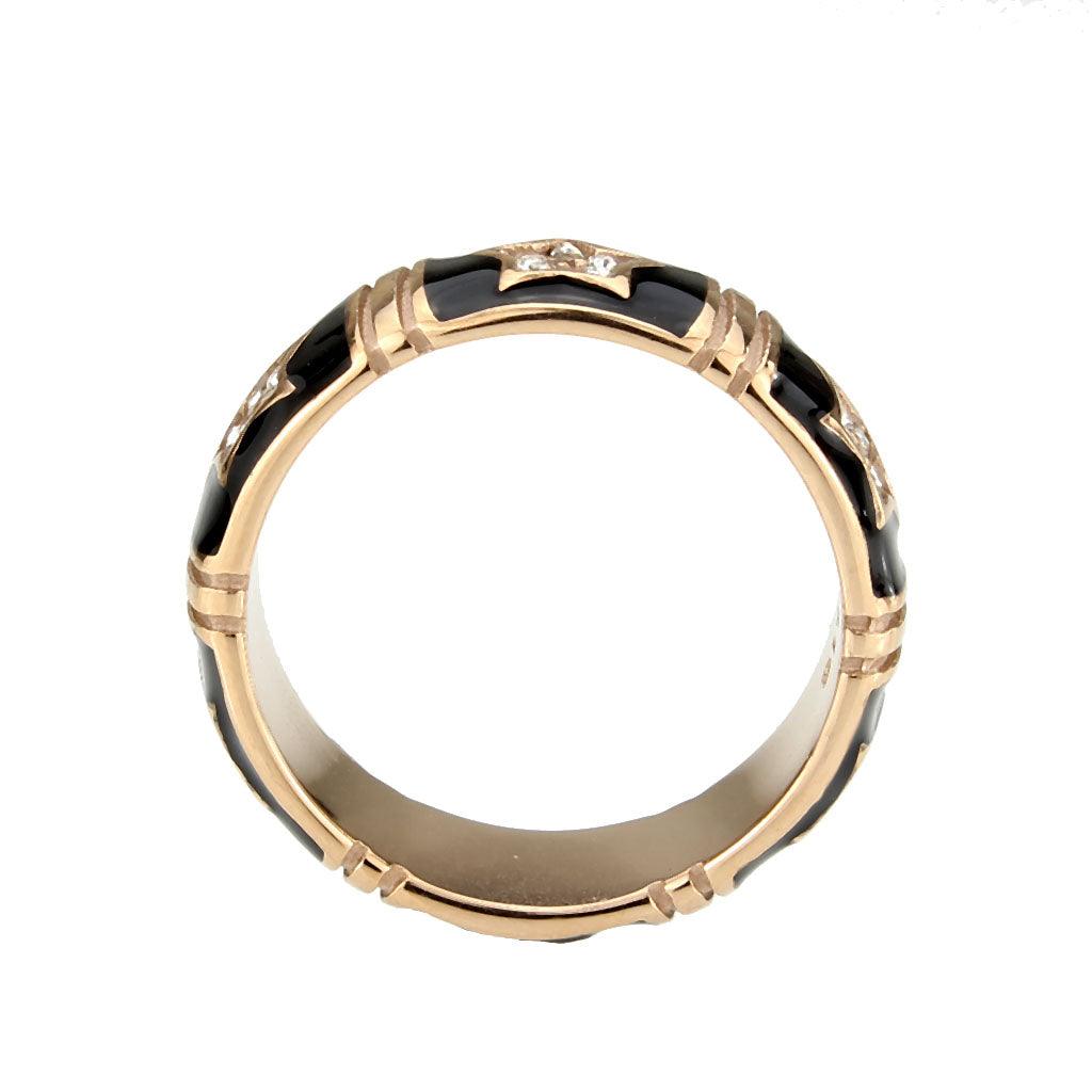 Alamode IP Rose Gold(Ion Plating) Stainless Steel Ring with Top Grade Crystal in Clear - Flyclothing LLC