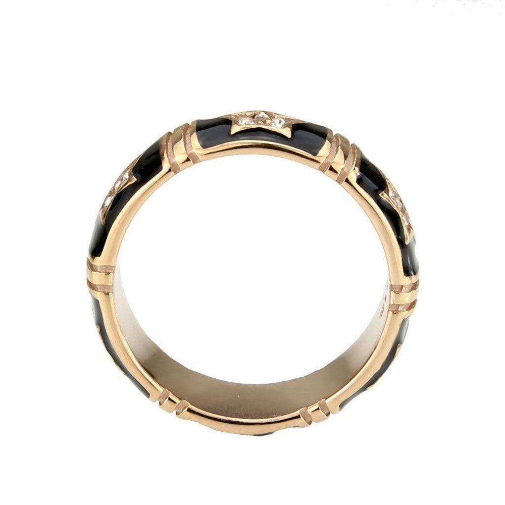 Alamode IP Rose Gold(Ion Plating) Stainless Steel Ring with Top Grade Crystal in Clear - Alamode - Flyclothing LLC