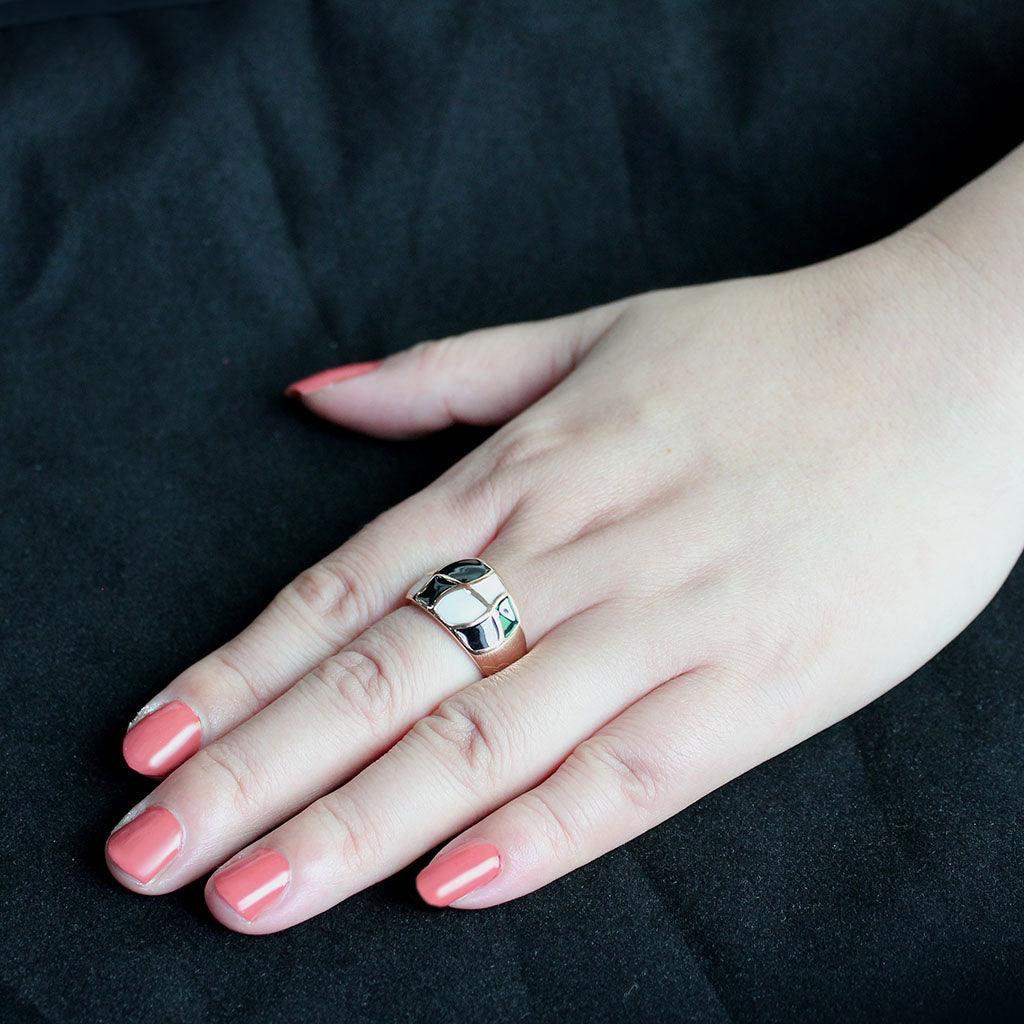 Alamode IP Rose Gold(Ion Plating) Stainless Steel Ring with NoStone in No Stone - Alamode - Flyclothing LLC