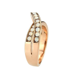 Alamode IP Rose Gold(Ion Plating) Stainless Steel Ring with Top Grade Crystal in Fireopal - Flyclothing LLC