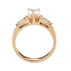 Alamode IP Rose Gold(Ion Plating) Stainless Steel Ring with AAA Grade CZ in Clear - Flyclothing LLC