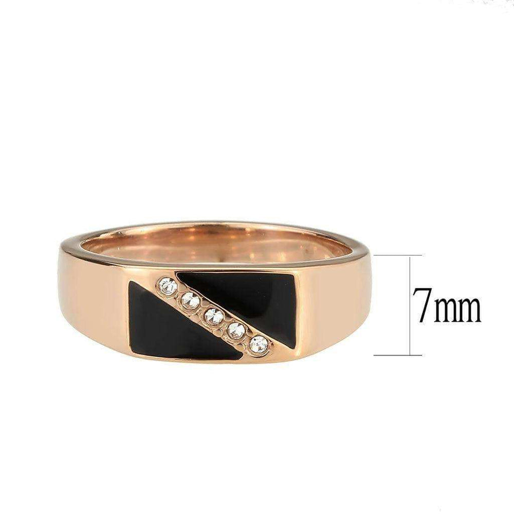 Alamode IP Rose Gold(Ion Plating) Stainless Steel Ring with Top Grade Crystal in Clear - Alamode - Flyclothing LLC