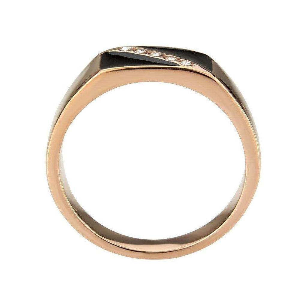 Alamode IP Rose Gold(Ion Plating) Stainless Steel Ring with Top Grade Crystal in Clear - Alamode - Flyclothing LLC