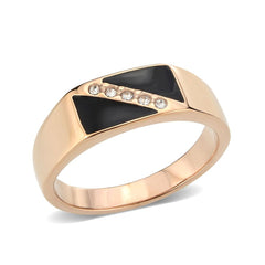 Alamode IP Rose Gold(Ion Plating) Stainless Steel Ring with Top Grade Crystal in Clear - Flyclothing LLC