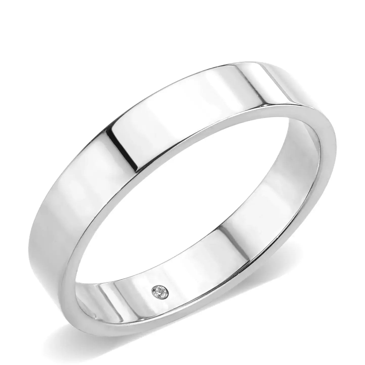 Alamode High Polished( No Plated) Stainless Steel Ring with Top Grade Crystal in Clear - Alamode - Flyclothing LLC