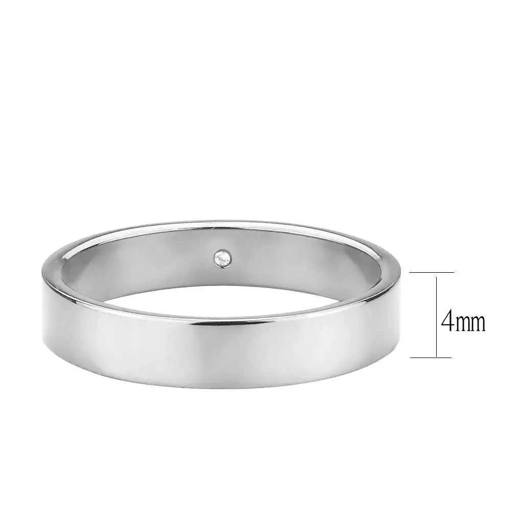 Alamode High Polished( No Plated) Stainless Steel Ring with Top Grade Crystal in Clear - Alamode - Flyclothing LLC