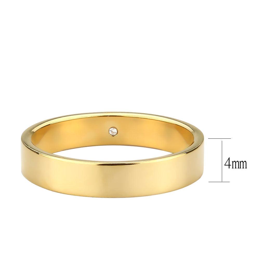 Alamode IP Gold Stainless Steel Ring with Top Grade Crystal in Clear - Flyclothing LLC