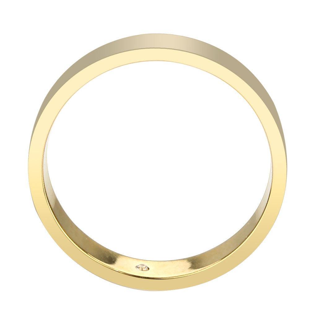 Alamode IP Gold Stainless Steel Ring with Top Grade Crystal in Clear - Alamode