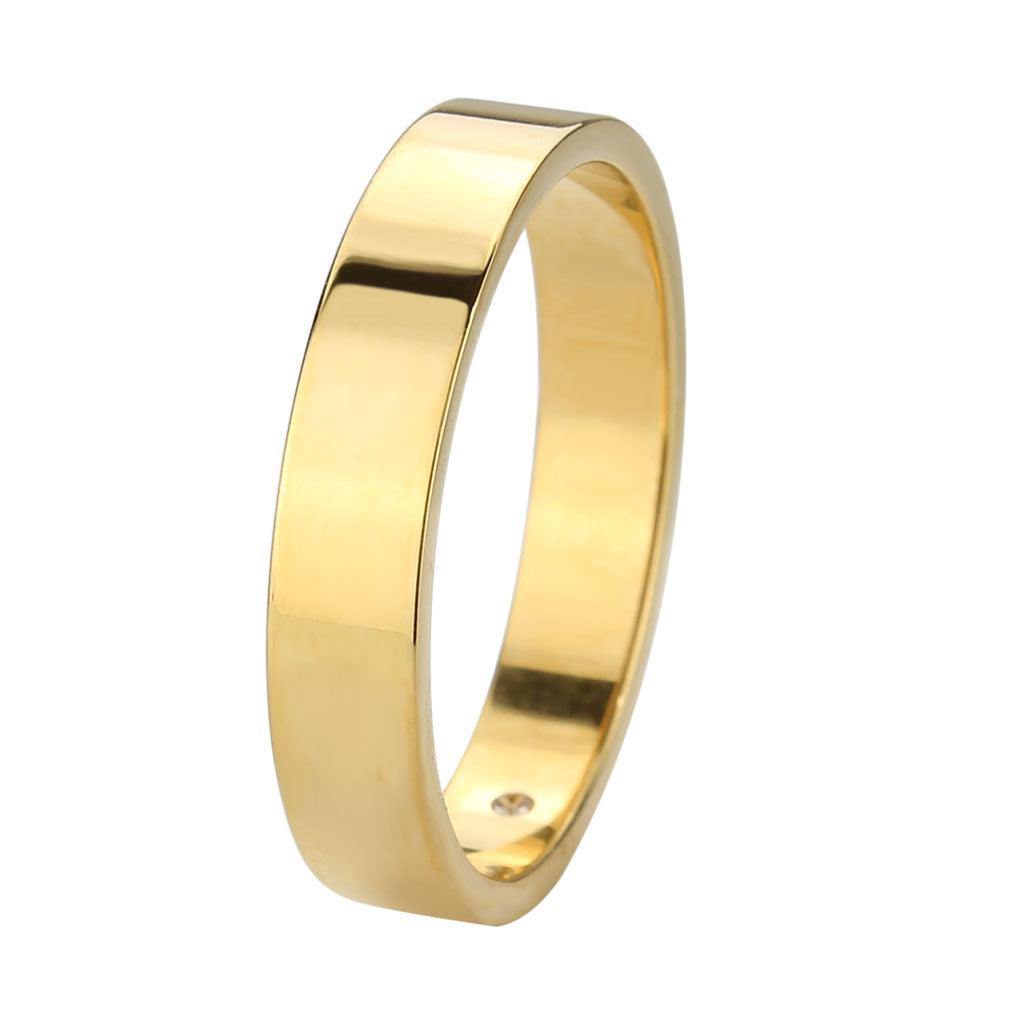 Alamode IP Gold Stainless Steel Ring with Top Grade Crystal in Clear - Flyclothing LLC