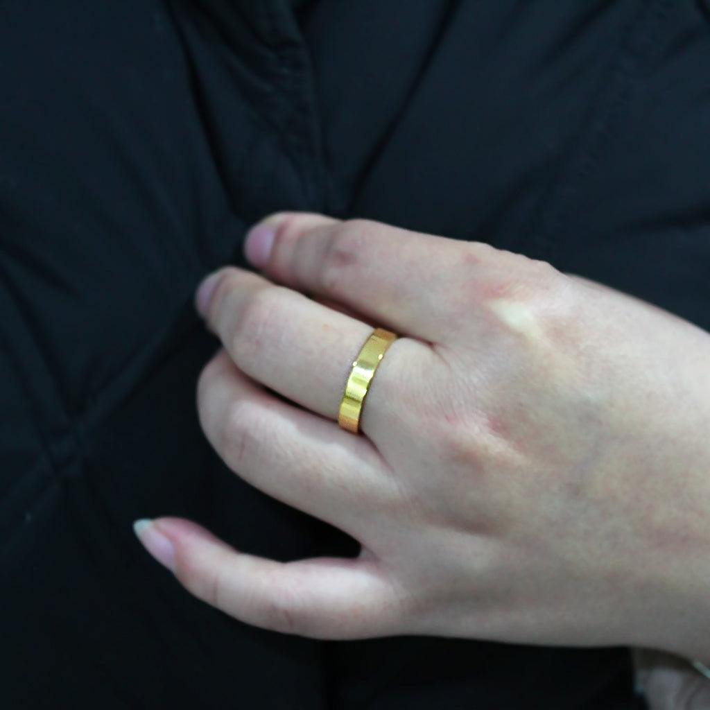 Alamode IP Gold Stainless Steel Ring with Top Grade Crystal in Clear - Alamode