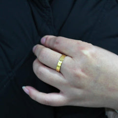 Alamode IP Gold Stainless Steel Ring with Top Grade Crystal in Clear - Alamode