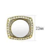 Two Tone IP Gold (Ion Plating) Stainless Steel Ring with Top Grade Crystal in Clear - Alamode - Flyclothing LLC