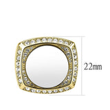 draft Two Tone IP Gold (Ion Plating) Stainless Steel Ring with Top Grade Crystal in Clear - Flyclothing LLC