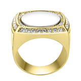 draft Two Tone IP Gold (Ion Plating) Stainless Steel Ring with Top Grade Crystal in Clear - Flyclothing LLC