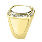 Two Tone IP Gold (Ion Plating) Stainless Steel Ring with Top Grade Crystal in Clear - Alamode - Flyclothing LLC