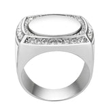 High polished (no plating) Stainless Steel Ring with Top Grade Crystal in Clear - Alamode