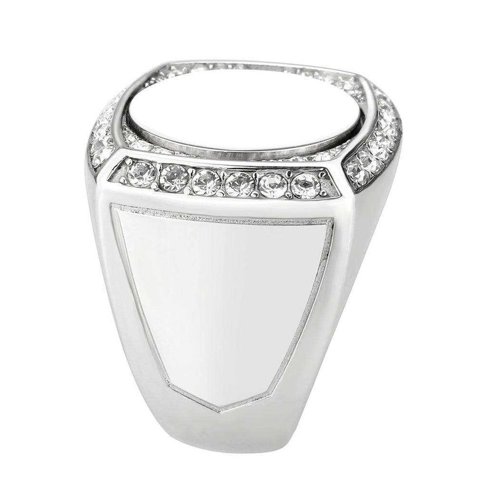 High polished (no plating) Stainless Steel Ring with Top Grade Crystal in Clear - Alamode - Flyclothing LLC