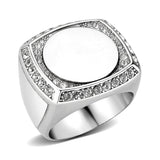 High polished (no plating) Stainless Steel Ring with Top Grade Crystal in Clear - Alamode