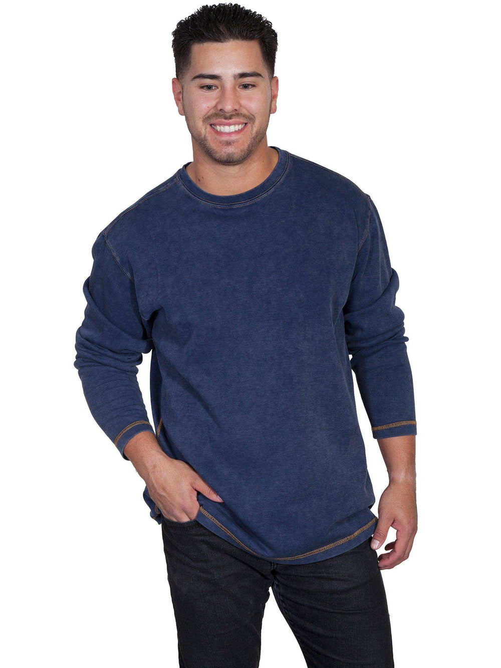Scully NAVY L/S RIB KNIT SHIRT - Scully Leather - Flyclothing LLC