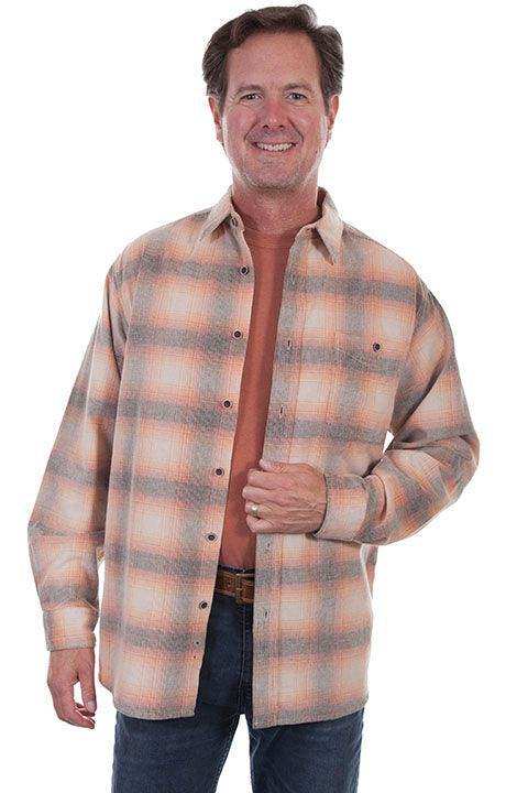 Scully ORANGE-BLACK Y/D CORDUROY PLAID SHIRT - Scully Leather