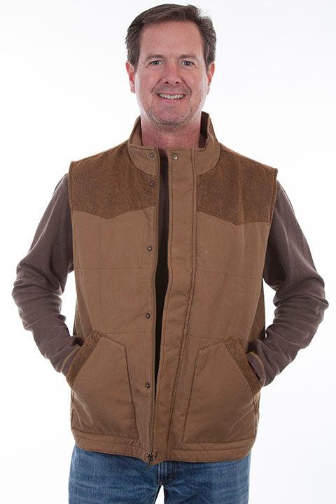 Scully TAN CANVAS VEST W/QUILTED PLAID LINING Jacket - Flyclothing LLC