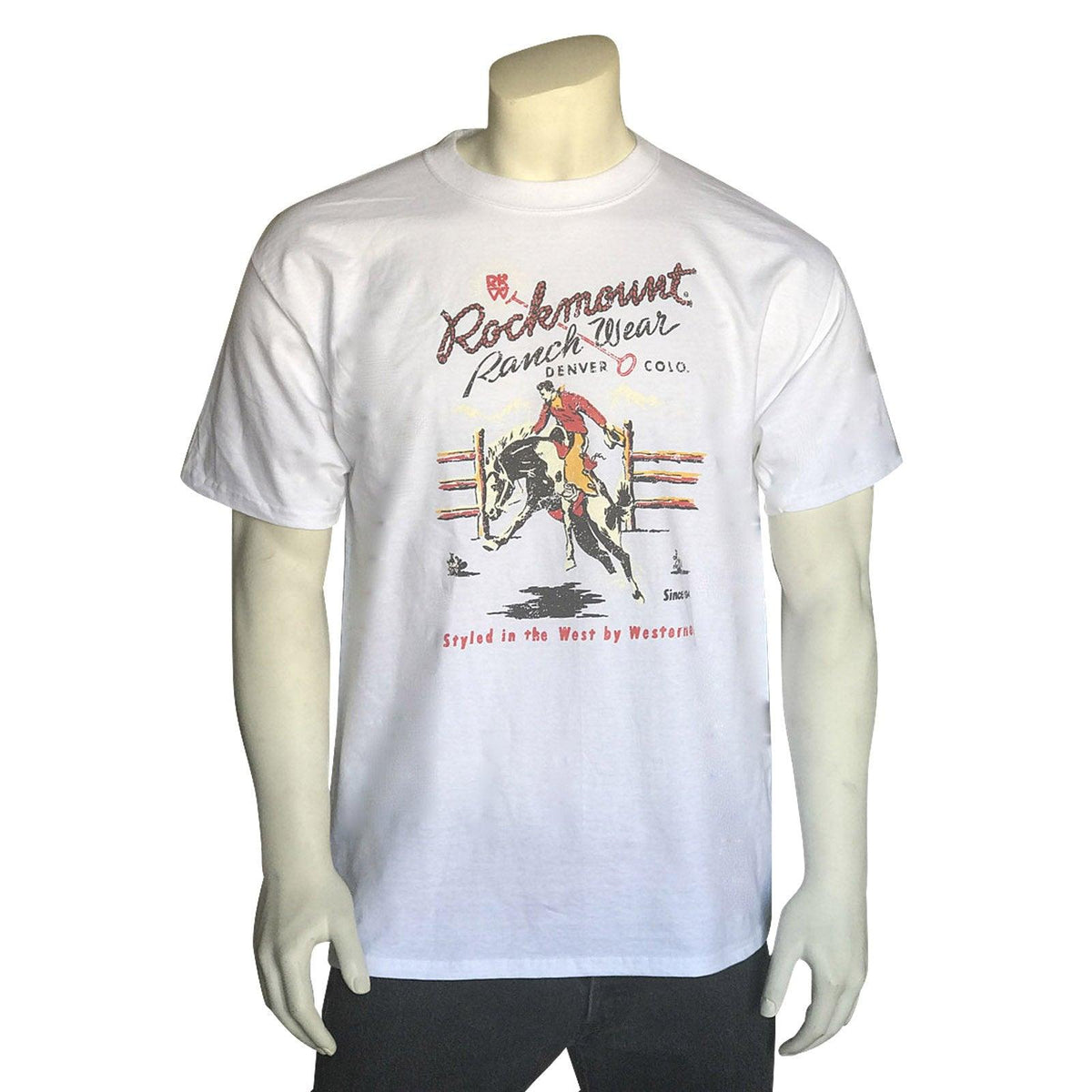 Men's Rockmount Bronc White Western T-Shirt - Flyclothing LLC