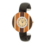 Brenna Black Wood Inspired Leather Cuff Watch - JGI - Flyclothing LLC