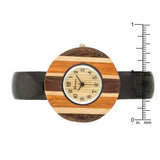 Brenna Black Wood Inspired Leather Cuff Watch - JGI