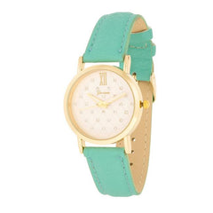 Gold Mint Leather Watch - Flyclothing LLC