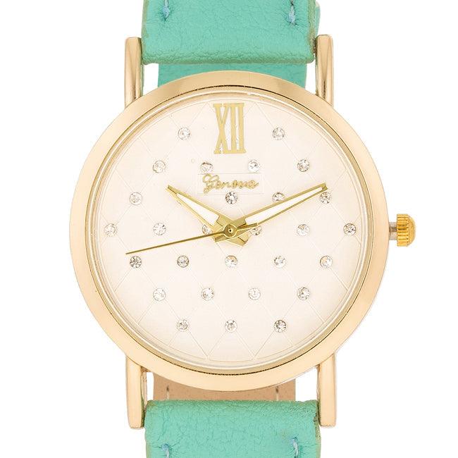 Gold Mint Leather Watch - Flyclothing LLC