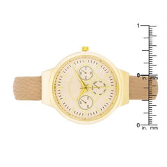 Reyna Gold Beige Leather Cuff Watch - Flyclothing LLC