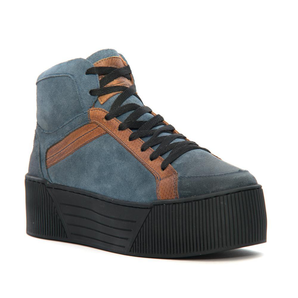Sandro Moscoloni Empire Leather Platform Sneakers Blue - Flyclothing LLC