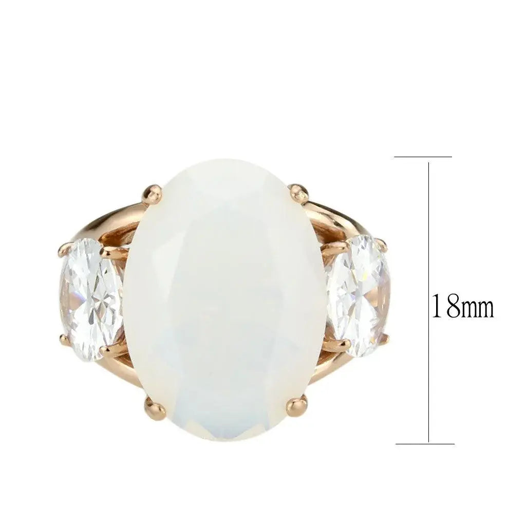 Alamode IP Rose Gold(Ion Plating) Stainless Steel Ring with Synthetic in Fireopal - Alamode - Flyclothing LLC