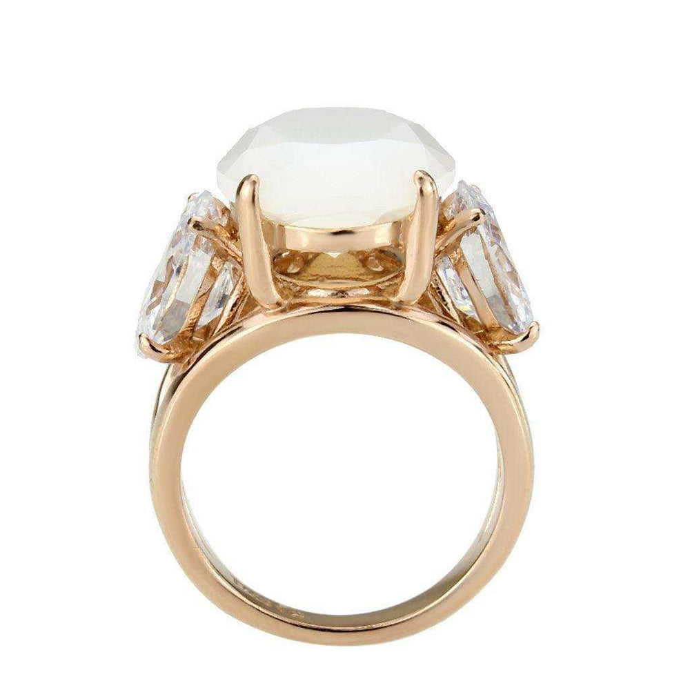 Alamode IP Rose Gold(Ion Plating) Stainless Steel Ring with Synthetic in Fireopal - Alamode - Flyclothing LLC