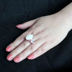 Alamode IP Rose Gold(Ion Plating) Stainless Steel Ring with Synthetic in Fireopal - Alamode