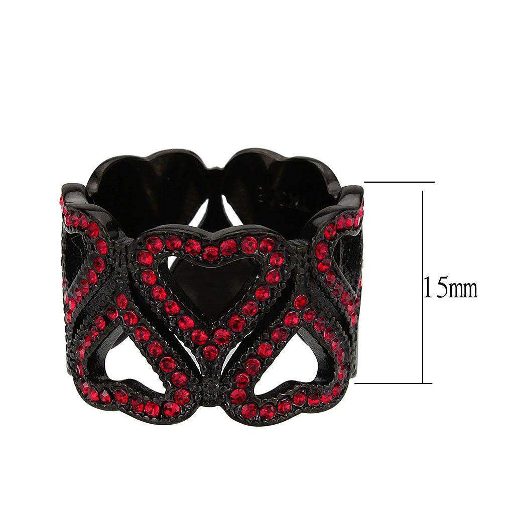 Alamode IP Black (Ion Plating) Stainless Steel Ring with Top Grade Crystal in Red Series - Alamode - Flyclothing LLC