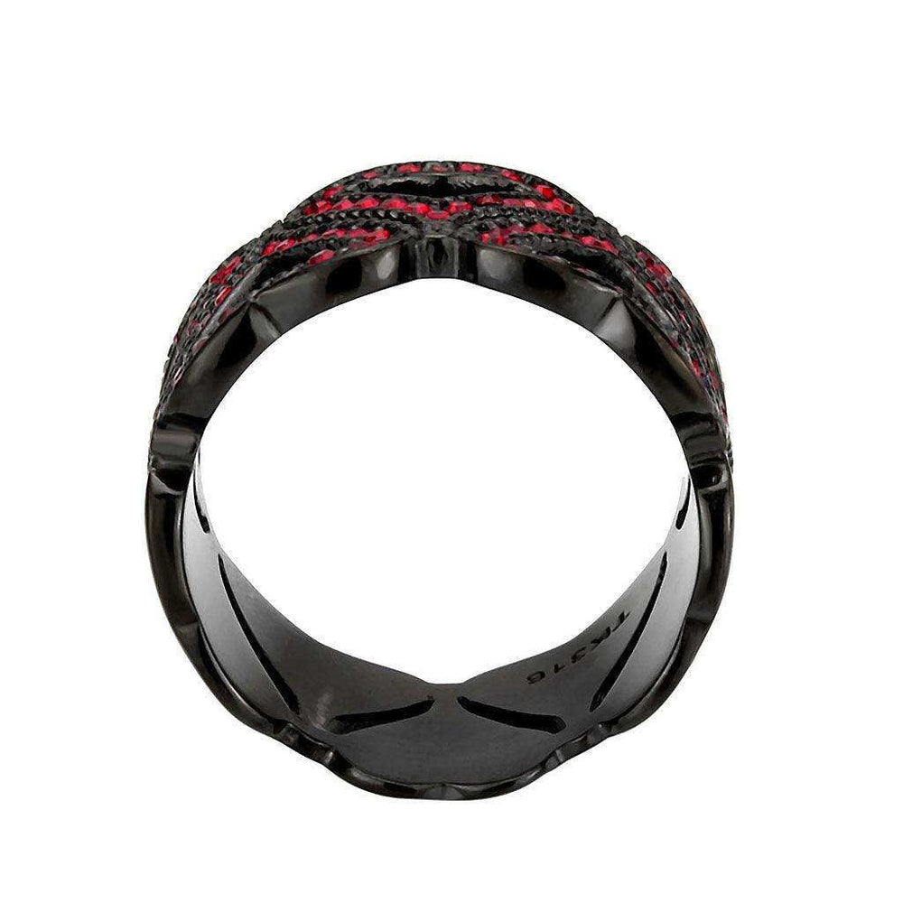 Alamode IP Black (Ion Plating) Stainless Steel Ring with Top Grade Crystal in Red Series - Alamode - Flyclothing LLC