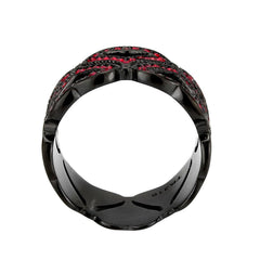 Alamode IP Black (Ion Plating) Stainless Steel Ring with Top Grade Crystal in Red Series - Alamode