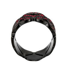 Alamode IP Black (Ion Plating) Stainless Steel Ring with Top Grade Crystal in Red Series - Flyclothing LLC