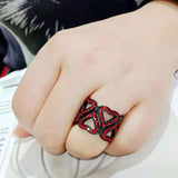 Alamode IP Black (Ion Plating) Stainless Steel Ring with Top Grade Crystal in Red Series - Alamode - Flyclothing LLC