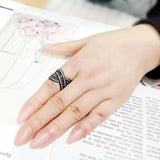 Alamode IP Black (Ion Plating) Stainless Steel Ring with Top Grade Crystal in Amethyst - Alamode - Flyclothing LLC