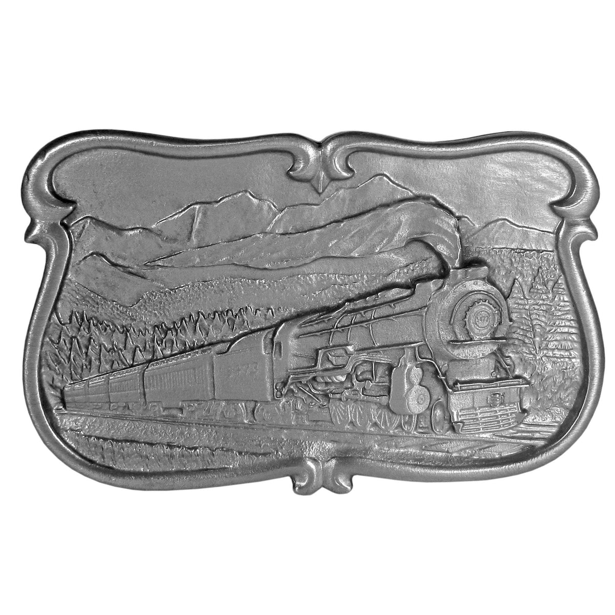 Train in the Mountains Antiqued Belt Buckle - Flyclothing LLC