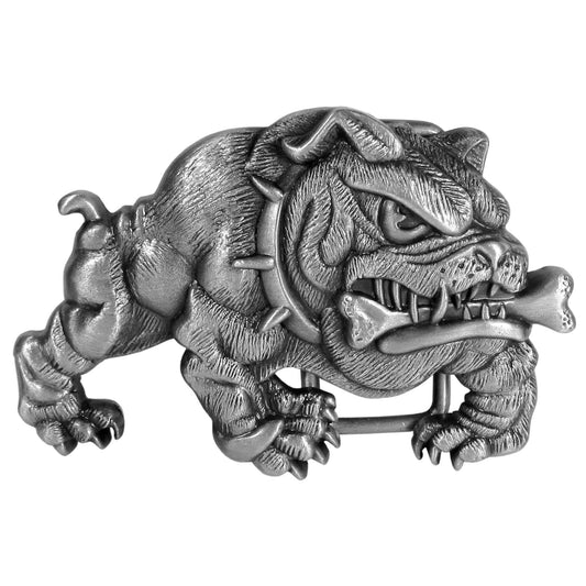 Bulldog with Bone Antiqued Belt Buckle - Siskiyou Buckle