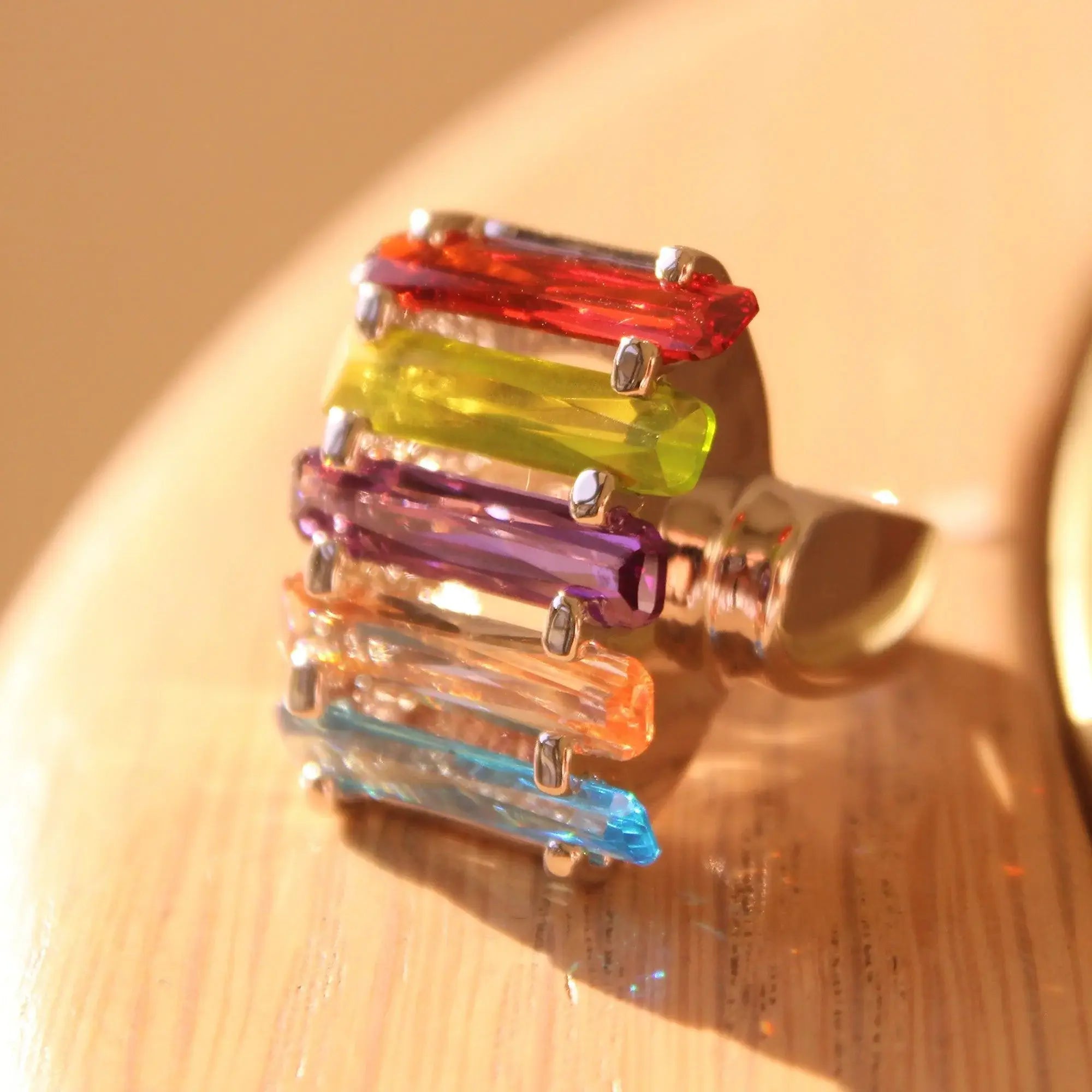Alamode Rhodium Brass, AAA CZ , Multi Color - Alamode - Flyclothing LLC