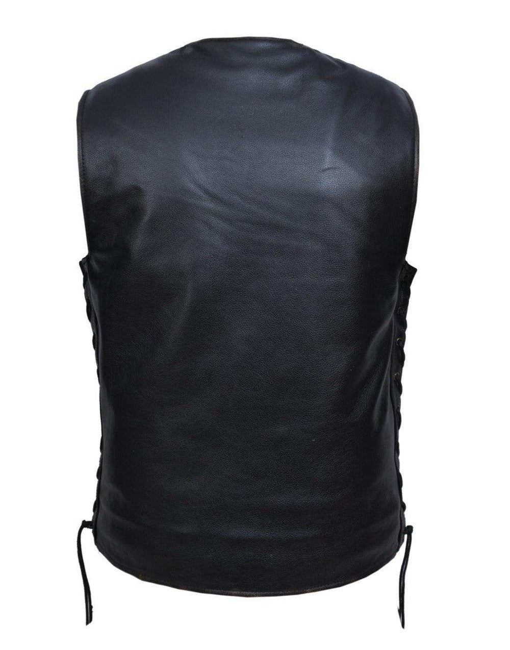 Unik International Mens Brown Leather Vest 2611.RUB - Unik - Flyclothing LLC