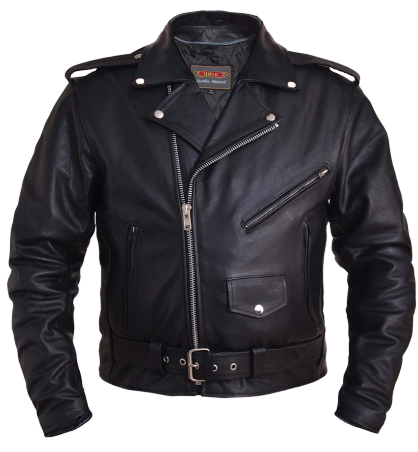 Unik International Mens Classic M.C. Leather Jacket