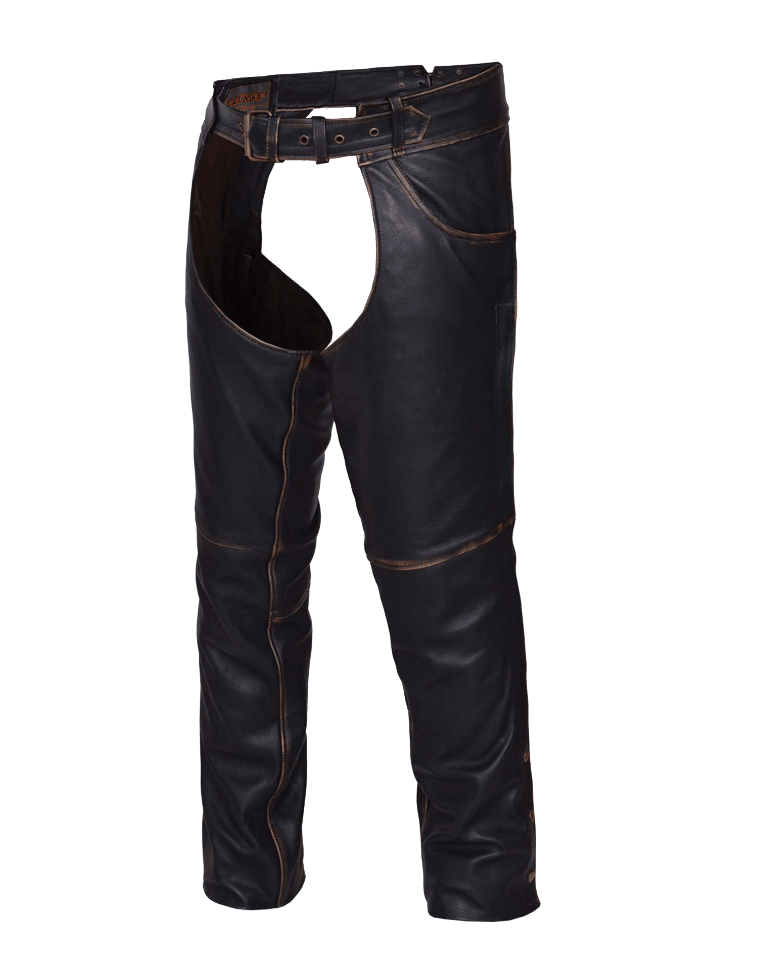 Unik International Mens Brown Jean Pocket Leather Chaps